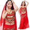 5 Pcs Chiffon Pepper Shape Women Belly Dance Costumes, Fashion Ladies Belly Dancing Girls, Indian Dance Costumes (RED) view 4