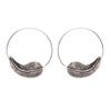 81stgeneration Women's Silver Tone Brass 50mm Detailed Leaf Plume Feather Hoop Threader Earrings view 1