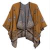 Women's Vintage Pattern Open Front Poncho Cape Shawl Winter Shawl Wraps (Series 3-Yellow) view 1