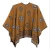 Women's Vintage Pattern Open Front Poncho Cape Shawl Winter Shawl Wraps (Series 3-Yellow) view 2