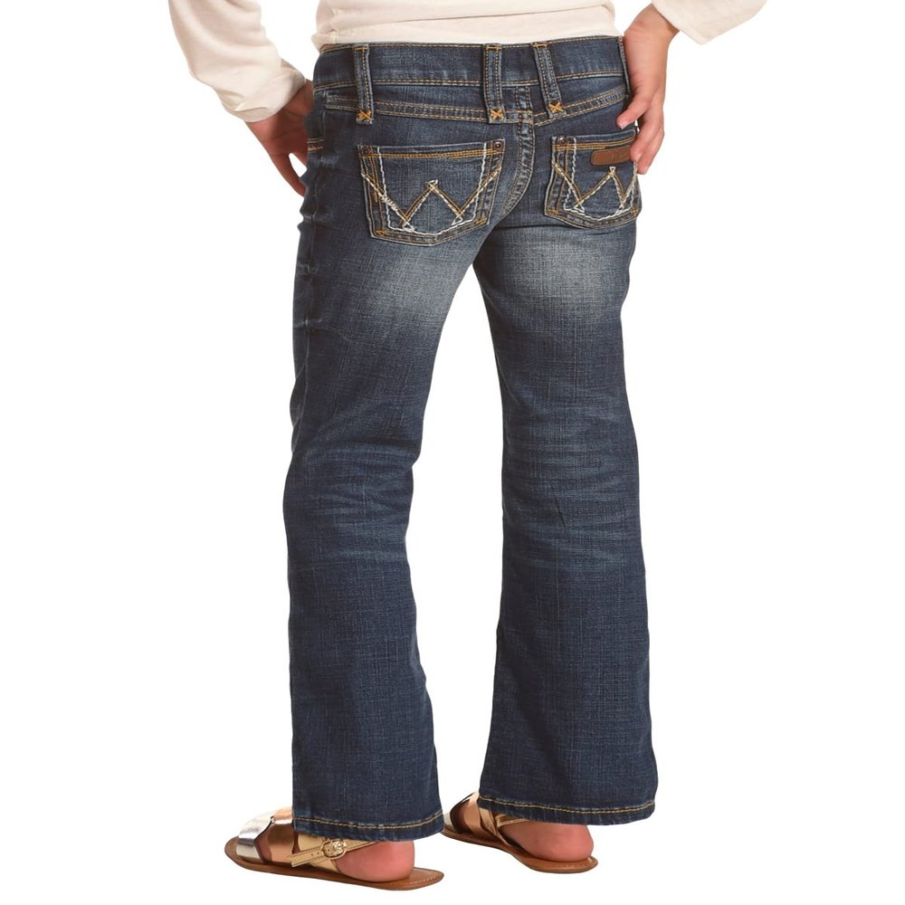 Wrangler Girls' Stretch Boot Cut Jean, Medium Blue, 7