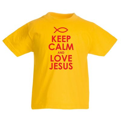 lepni.me Kids T-Shirt Love Jesus Christ, Christian Religion - Easter, Resurrection, Nativity, Religious Gift Ideas (1-2 Years Yellow Red)