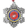 Indiana Metal Craft Christmas Ornament - USMC Marine MOM Snowflake Pewter Ornaments with EGA Color Print Emblem, Perfect for Christmas Decorations - Made in USA view 1