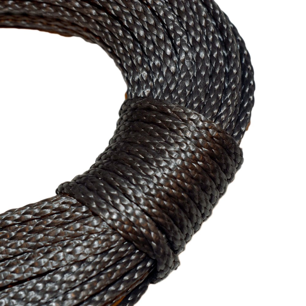 CBKnot 7/64in 100', 200' or 300' Hanks Coated Blue, Green, Black, Silver, Orange, Red or Yellow dyneema Fiber 1400 lb. Approx tensile Strength (50 ft. Hank, Black)