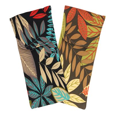 2 Pack Fabric Eyeglass Case Top Closure, Slip In Eyeglass Case Soft Fits Medium To Large Glasses, Women