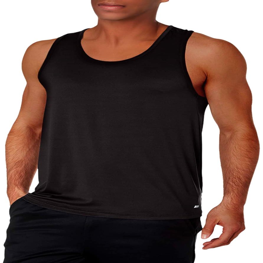 Amazon Essentials Men's Quick Dry Tech Stretch Active Sleeveless Tank Top Workout Shirt, Black, X-Large