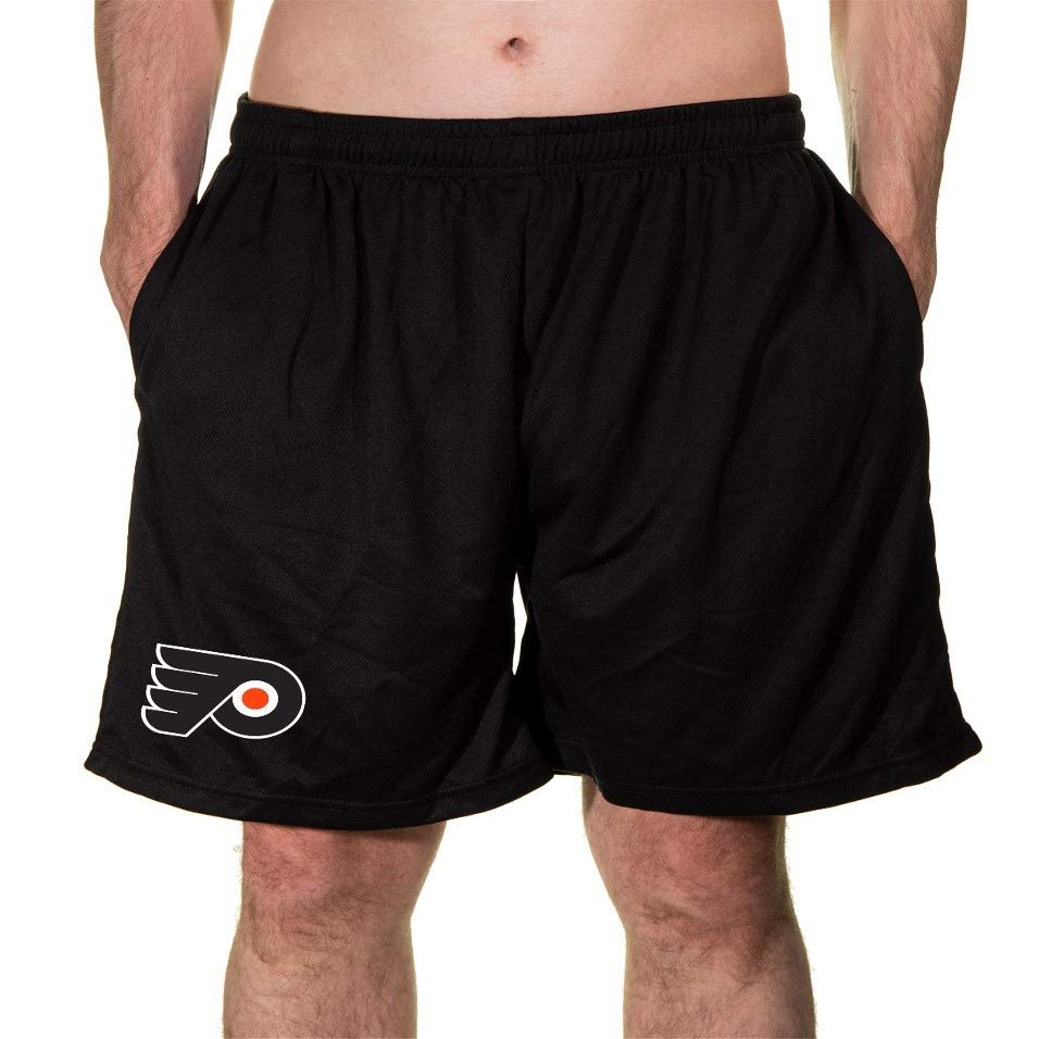 Calhoun NHL Men's Team Logo Air Mesh Shorts (Philadelphia Flyers, X-Large)