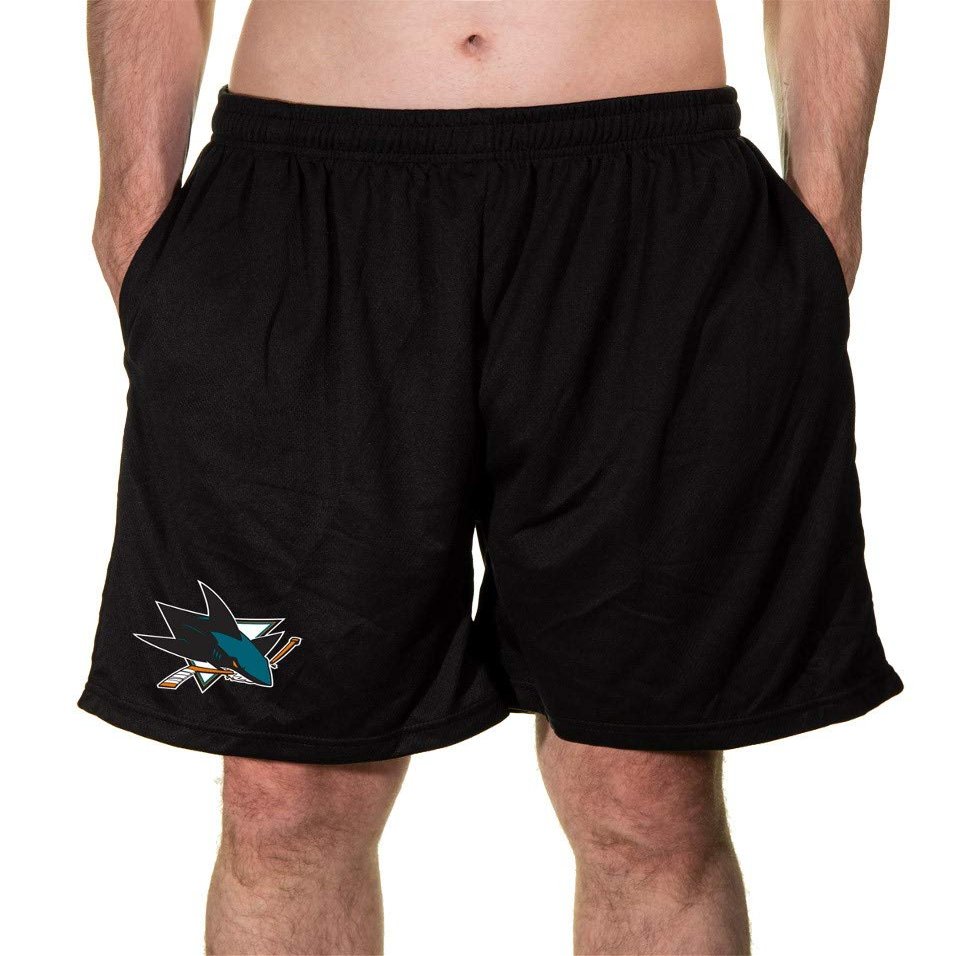 Calhoun NHL Men's Team Logo Air Mesh Shorts (San Jose Sharks, Medium)