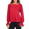 1.STATE Womens Bishop-Sleeve Halter Blouse Top, Red, X-Small view 1