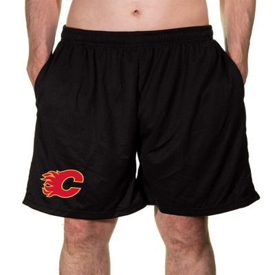Calhoun NHL Men's Team Logo Air Mesh Shorts (Calgary Flames, Large)