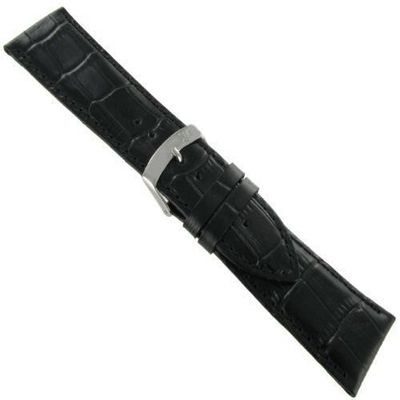 26mm Morellato Black Alligator Grain Padded Genuine Leather Mens Watch Band 3395