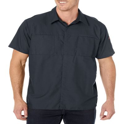 Red Kap Men's Short Sleeve Performance Plus Shop Shirt with OilBlok Technology, Charcoal with Black Mesh, 2X-Large/Tall