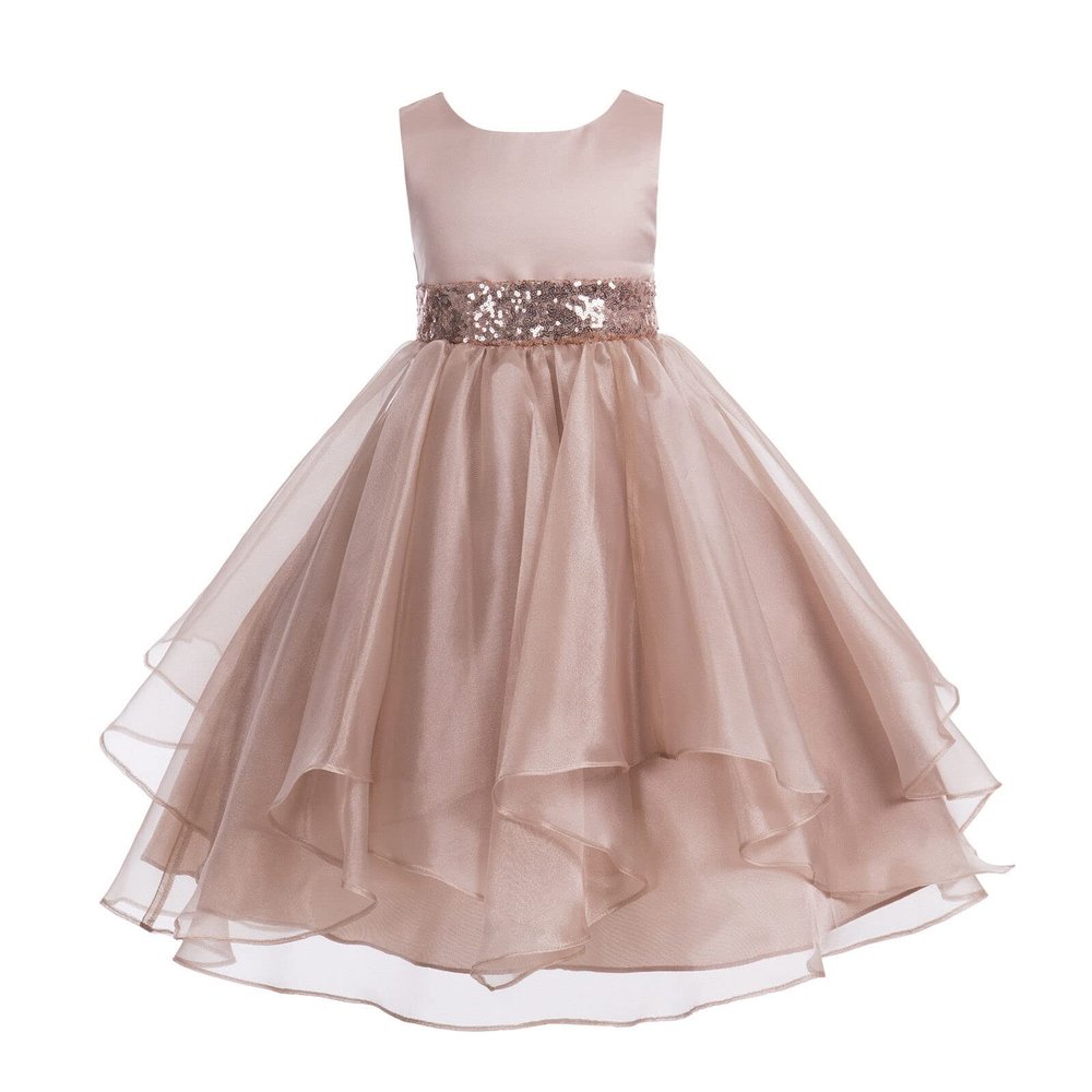ekidsbridal Wedding Asymmetric Ruffles Satin Organza Flower Girl Dress Sequin 012s 6