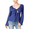 American Rag Juniors' Tie-Front Cutout Top, (Blue, S) view 1