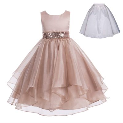 ekidsbridal Wedding Ruffles Organza Flower Girl Dress Sequin Toddler Pageant Free Petticoat 012s