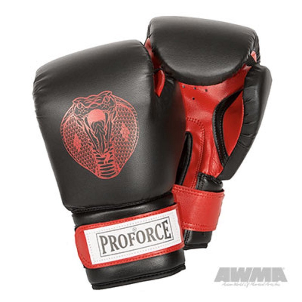 Pro Force Leatherette Boxing Gloves with White Palm (Red Cobra, 12 oz.)