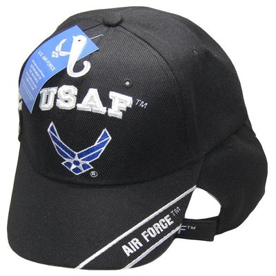 USAF United States Air Force Wings with Shadow Black Embroidered Cap
