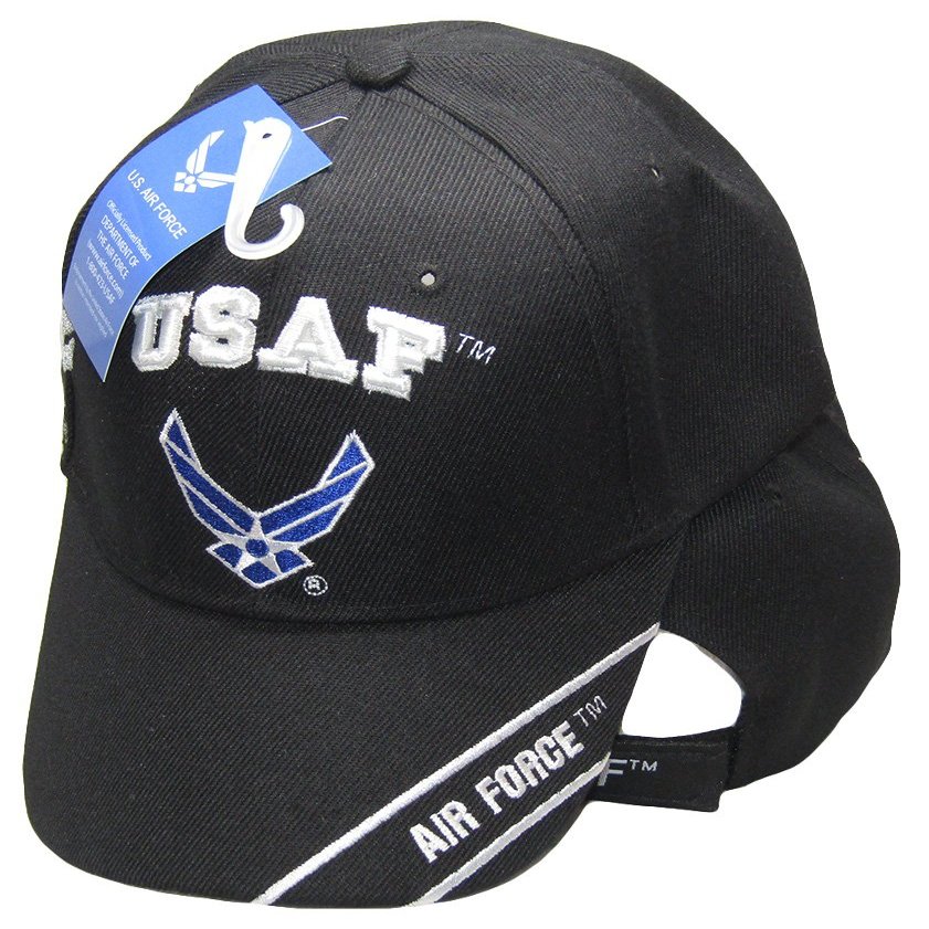 USAF United States Air Force Wings with Shadow Black Embroidered Cap