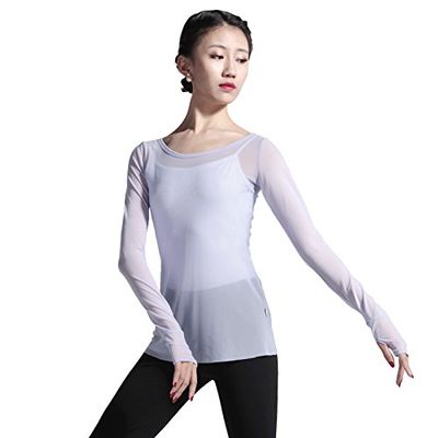 117120107 Pull on Mesh Ballet Dance Tops (L170, Lavender)