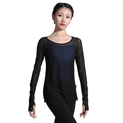 117120107 Pull on Mesh Ballet Dance Tops (L170, Black)