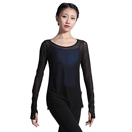 117120107 Pull on Mesh Ballet Dance Tops (L170, Black)