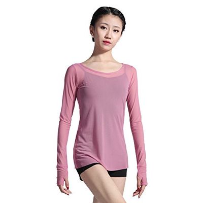117120107 Pull on Mesh Ballet Dance Tops (M 165, Cameo Brown)