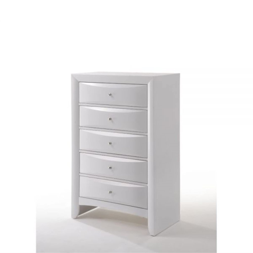 5-Drawer Chest with Metal Glides, English Dovetail Construction, Single Pull Knobs - Okume Veneer, Rbw Wood Frame, MDF Drawer Box - 24x13x6H - ASTM Compliant