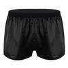 Agoky Men's Silk Satin Classic Boxer Briefs Underwear Trunks Summer Sports Panties Underpants Black X-Large (Waist 35.0"-55.5") view 1