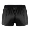 Agoky Men's Silk Satin Classic Boxer Briefs Underwear Trunks Summer Sports Panties Underpants Black X-Large (Waist 35.0"-55.5") view 2
