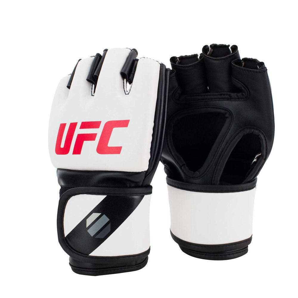 UFC MMA Gloves | Training Gloves for Sparring, Grappling, Mitts & Punching Bag | Beginner to Intermediate | Secure Fit for Men & Women | White, Small/Medium