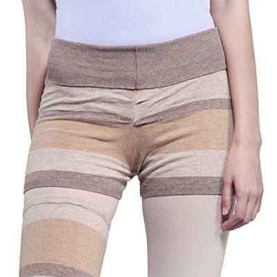 117146017 Wide Stripe Joint Dancing Training Short Pants (Free Size, Light Brown)