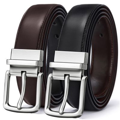 BULLIANT Men's Belt,Reversible Belt Adjustable For Gift Men 1.25-Cut For Fit-2 Sides in 1 Belt(Not 2)(Black/Antique Coffee,48"-50" Waist Adjustable)