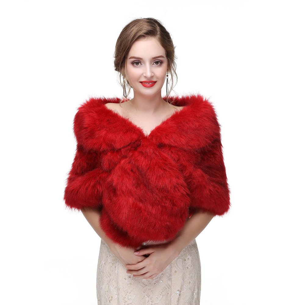 Adonis Pigou Bridal Wraps Shawls Faux Fur Ladies' Stoles Cape Shrug for Bride Wedding