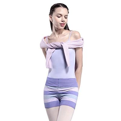 117146017 Wide Stripe Joint Dancing Training Short Pants (Free Size, Lavender)