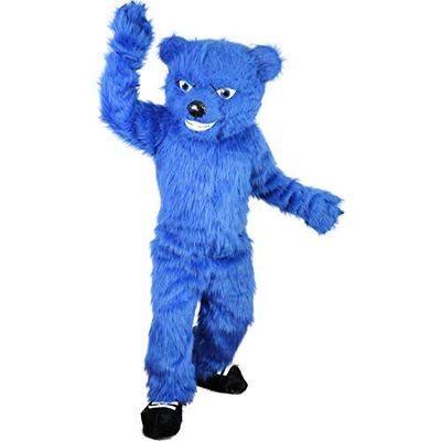 Blue long hairy Bear Mascot Costume Cartoon Character Adult Sz Real Picture