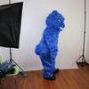 Blue long hairy Bear Mascot Costume Cartoon Character Adult Sz Real Picture view 2