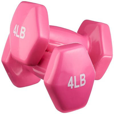 Amazon Basics Vinyl Coated Dumbbell Hand Weights, 4 Pounds, Pair, Pink