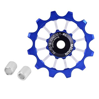 12 Speed Wheel,Bike Wheel, Wheels Pulley Road Mountain ycle Rear Derailleur Pulley Roller Wheel Aluminum Alloy Ceramic Pulley Wheel for 7/8/9/10 Speed Bike(Blue)