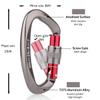 Locking Carabiner - 25kN 5600lb Climbing Carabiner Screw Gate D Shape Carabiner Grey (Pack of 5) view 4