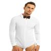 ACSUSS Men's Long Sleeve Latin Modern Ballroom Dance Shirt Romper Leotards White X-Large view 2