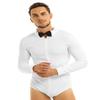 ACSUSS Men's Long Sleeve Latin Modern Ballroom Dance Shirt Romper Leotards White X-Large view 3