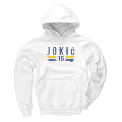 500 LEVEL Nikola Jokic Men's Hoodie Sweatshirt - Nikola Jokic Denver Font B (White, Small)