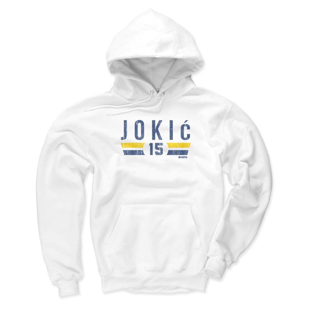 500 LEVEL Nikola Jokic Men's Hoodie Sweatshirt - Nikola Jokic Denver Font B (White, Small)