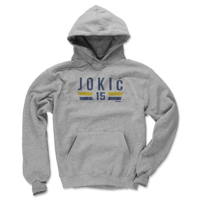 500 LEVEL Nikola Jokic Men's Hoodie Sweatshirt - Nikola Jokic Denver Font B (Gray, Large)