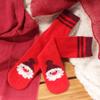 BambooMN Women's Cute Fuzzy Cozy Super Warm Christmas Xmas Animal Indoor Outdoor Cabin Crew Home Socks, 3 Pairs, 02 Santa view 2