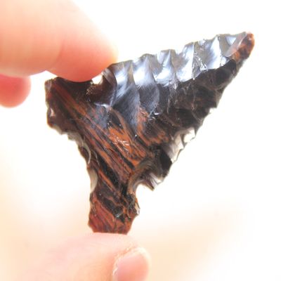 Triple Flow Obsidian Knife Blade/Corner Notched Arrowhead Hand Flint Knapped Using Pressure Flaking Techniques To Produce A Beautifully Domed Knife Blade Great For Wiccan Wand/Cospaly Necklace/Pendant