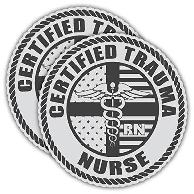 Pair | Reflective Certified Trauma Nurse Hard Hat Stickers | Lunchbox Decals | RN Decals | Nursing Stickers | iPad Stickers | Car Decal Bumper Stickers | 2 x 2 Reflective Vinyl Nursing Decals