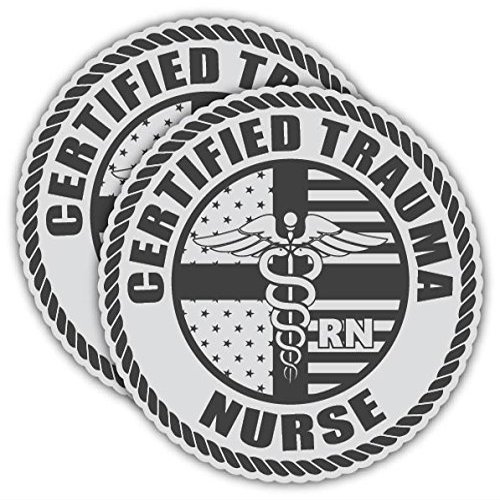 Pair | Reflective Certified Trauma Nurse Hard Hat Stickers | Lunchbox Decals | RN Decals | Nursing Stickers | iPad Stickers | Car Decal Bumper Stickers | 2 x 2 Reflective Vinyl Nursing Decals