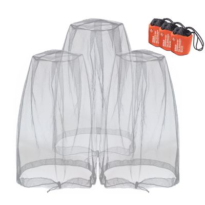 Anvin Mosquito Head Mesh Nets Gnat Face Netting for No See Ums Insects Bugs Gnats Biting Midges from Any Outdoor Activities, Works Over Most Hats Comes with Free Stock Pouches (3pcs, Grey)
