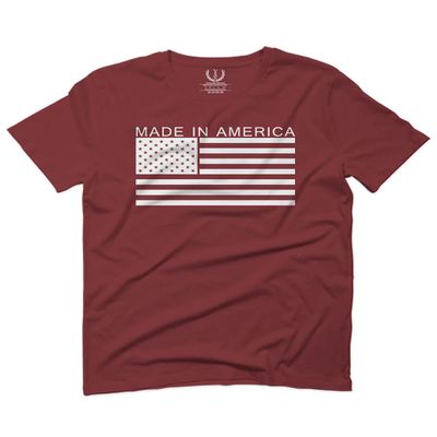 0010. Patriotic American Proud Made in USA United States America Flag Military Patriotic Style for Men T Shirt (Maroon, 2X Largel)